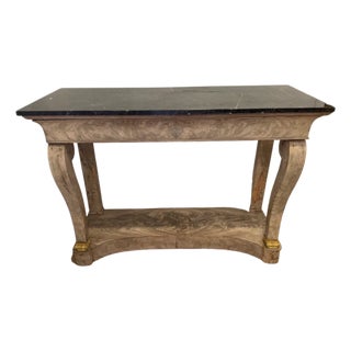 Empire Marble Top Antique Console W/ Drawer For Sale