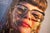 Contemporary 3/3 by Conrado López | Acrylic, gold leaf oil on canvas Portrait of a woman wearing glasses. For Sale - Image 3 of 3