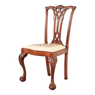 Baker Furniture Style Chippendale Carved Mahogany Side Chair or Dining Chair For Sale