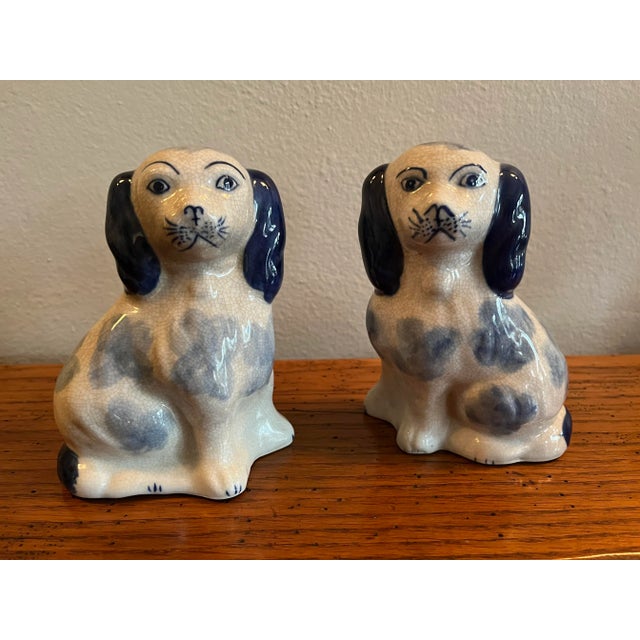 1990s Blue & White Miniature Spaniel Figurines- a Pair For Sale In Orlando - Image 6 of 6