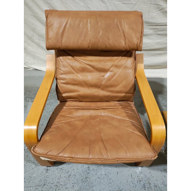 1960s Pair of Mid-Century Modern Italian Leather Sling Lounge Chairs For Sale - Image 4 of 7
