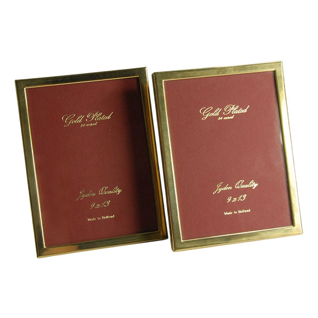 Vintage Gold-Plated Table Photo Frame from Jyden, 1980s, Set of 2 For Sale