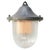 Industrial Vintage Industrial Grey Metal Holophane Glass Pendant Lamp For Sale - Image 3 of 7
