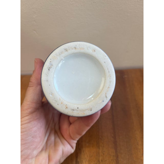 Mid 20th Century Chinoiserie Blue and White Vintage Brush Pot With Traditional Hands Painted Scenery For Sale - Image 5 of 9