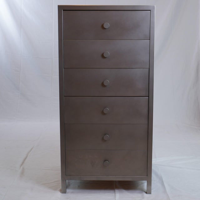 Mid-Century Modern Modern Metal Zinc Wrapped 6 Drawer Dresser For Sale - Image 3 of 7