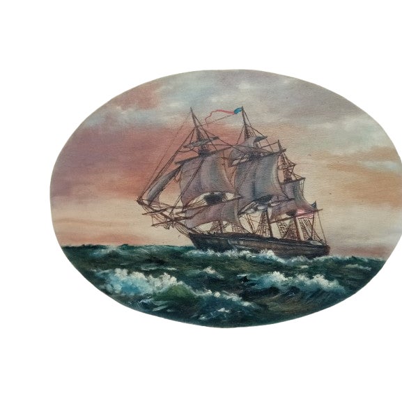 Nautical 1930s Charles Vincent Lamb Original Seascape Painting ( Custom Bronze Frame) For Sale - Image 3 of 4