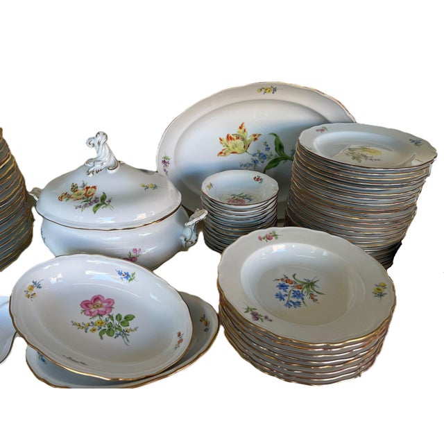 Porcelain Plate Set with Floral Decoration from Meissen Porcelain, 1990s For Sale - Image 15 of 15