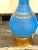 Vintage Mid 20th Century Blue Glass Lamp With Hand Painted Gold Detail For Sale - Image 4 of 8