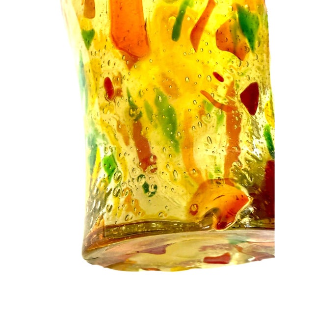 Mid 20th Century Tall Yellow Hand-Blown Glass Bottle in Murano Style For Sale - Image 15 of 17