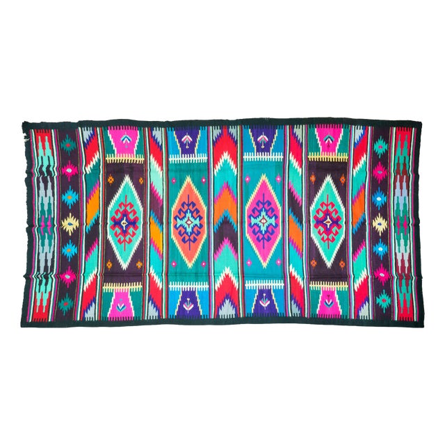 Vintage Eastern European Handwoven Wool Flatweave Rug, 1970s For Sale