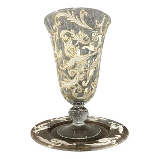 Vintage Crystal Vase and Tray Set from Baccarat, 1930s, Set of 2 For Sale