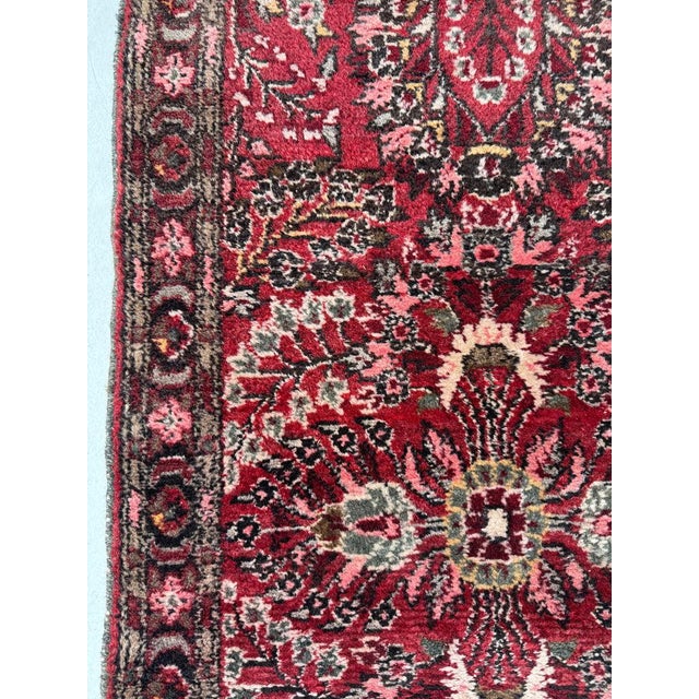 Red Botanical Vintage Persian Sarouk Runner Scarlet, Grey Rug 2.10 x 9.10 For Sale - Image 8 of 9