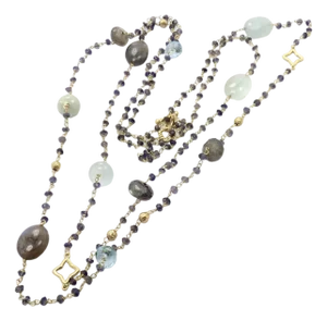 Late 20th Century David Yurman Quatrefoil Yellow Gold Long Chain Bead Toggle Necklace