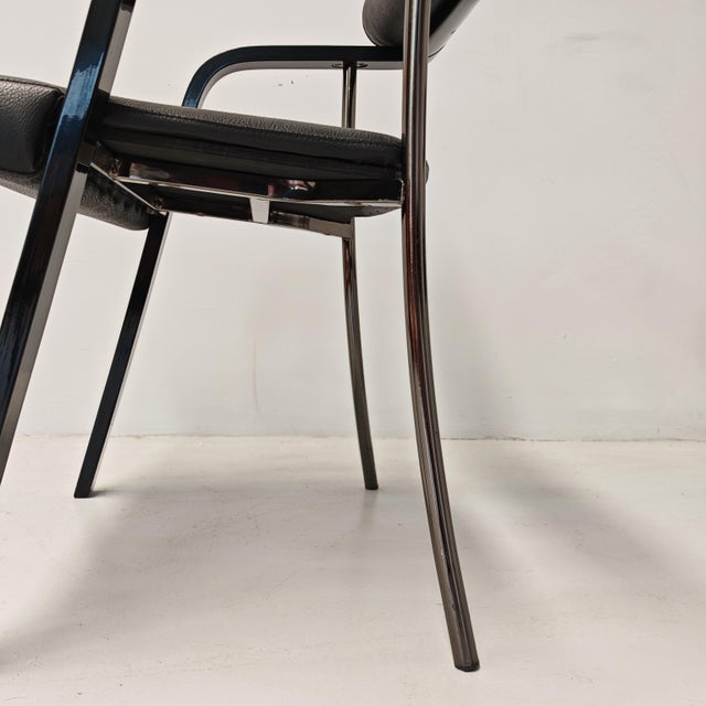 Wood Vintage Black Armchairs with Armrests, 1980s, Set of 4 For Sale - Image 7 of 18