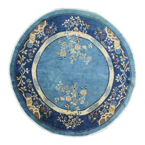 Antique Art Deco/Peking Chinese Circular Rug, 7'8"