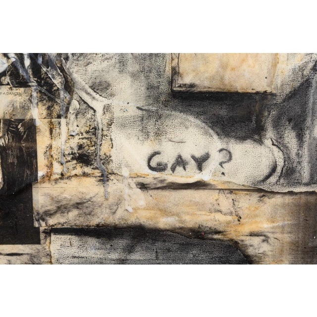 Late 20th Century Modern Abstract Figurative Collage Canvas Untitled a World Where I Exist Signed For Sale - Image 5 of 6