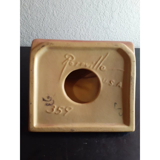 Art Deco Vintage Roseville Pottery Pink Apple Blossom Single Bookend For Sale - Image 3 of 7