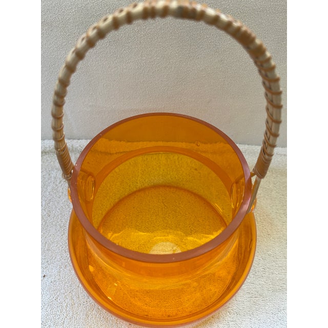 Wood Vintage Post Modern Orange Color Glass Bottle With Cork Lid For Sale - Image 7 of 11