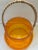 Wood Vintage Post Modern Orange Color Glass Bottle With Cork Lid For Sale - Image 7 of 11