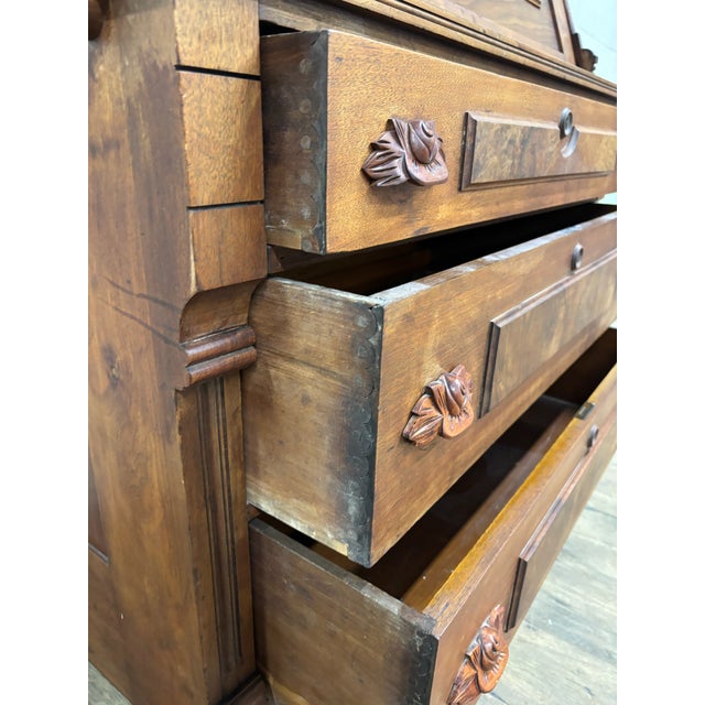 Antique Victorian Eastlake Secretary Desk Chest of Drawers For Sale - Image 15 of 17