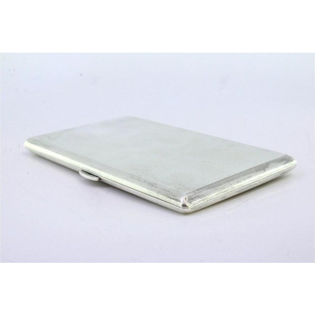 Guilloche Silver Cigarette Case with Interior Cigarette Ribbon and Hinged Lid For Sale - Image 6 of 8
