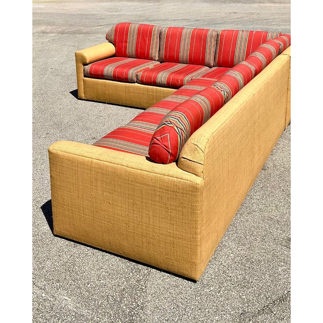 Vintage Fabric and Seagrass Sectional Sofa For Sale - Image 12 of 13