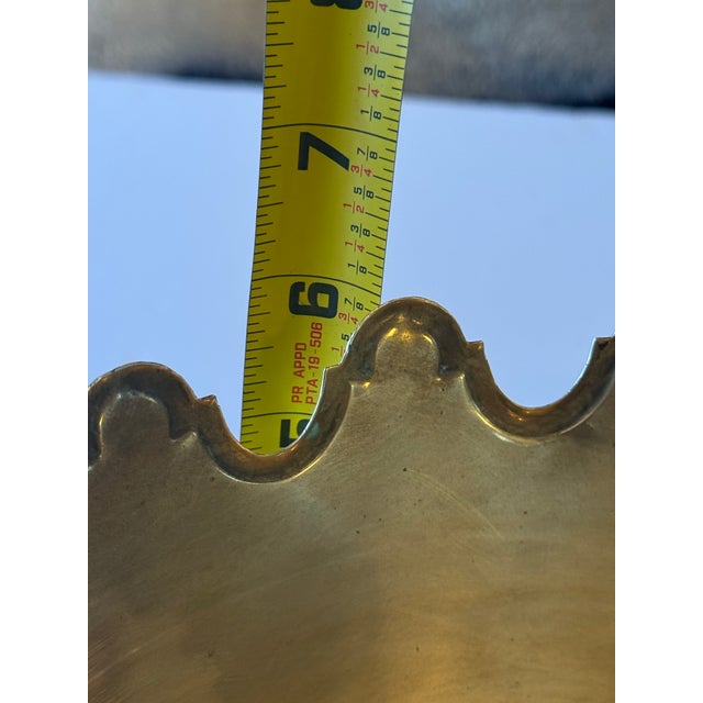 1960s Mid 20th Century Solid Brass Pedestal Bowl With Scalloped Crown Rim For Sale - Image 5 of 10