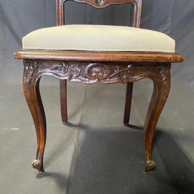 French Oak Hand Carved 19th Century Dining Side Chairs -Set of 6 | Chairish