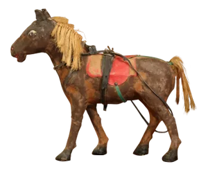19th Century French Leather and Papier Mâché Horse Sculpture With Horsehair Mane