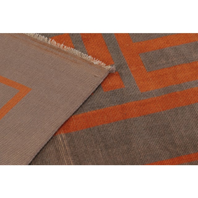 Vintage Turkish Distressed Rug in Brown & Orange Geometric Motifs - Rug & Kilim For Sale - Image 11 of 11