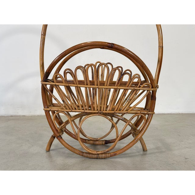 Wood Bamboo Magazine Rack, 1970s For Sale - Image 7 of 10