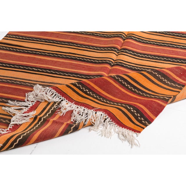 Mid 20th Century Tribal Striped Rug - Bohemian Home Decor Flatweave For Sale - Image 9 of 10