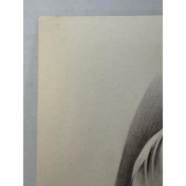 1940s Original Signed Graphite Illustration of Thoughtful Baby Portrait, 11 × 8 In. For Sale - Image 4 of 6