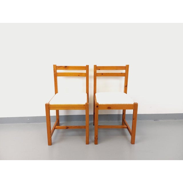 Set of Pine Chairs with Fabric Seats, 1970s For Sale - Image 17 of 18