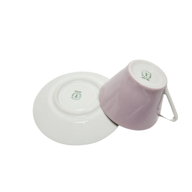 Mauve Postmodern Cup and Saucer, Poland, 1970s, Set of 2 For Sale - Image 8 of 9