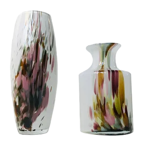Vintage Danish Opaline Glass Vases by Michael Bang for Holmegaard, 1970s, Set of 2