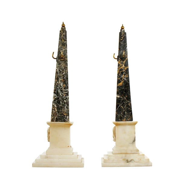 Grand Tour A Pair of Grand Tour Variegated Marble Obelisks For Sale - Image 3 of 7