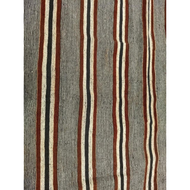 Vintage Turkish Kilim Rug, Handwoven Wool, Gray & Maroon Stripes, 5x10 For Sale In Chicago - Image 6 of 11