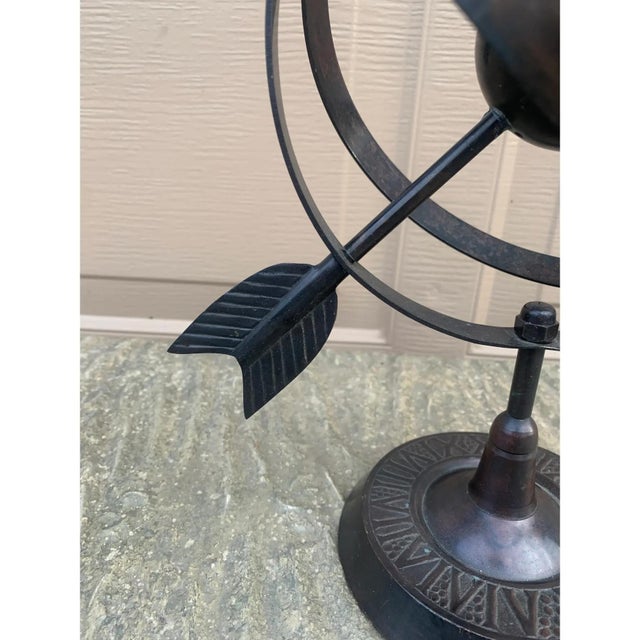 Late 20th Century Black Iron Armillary Globe Sculpture – Traditional Landscape & Garden Decor For Sale - Image 4 of 8