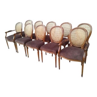 Set of 10 Vintage Italian Cane Back Chairs For Sale