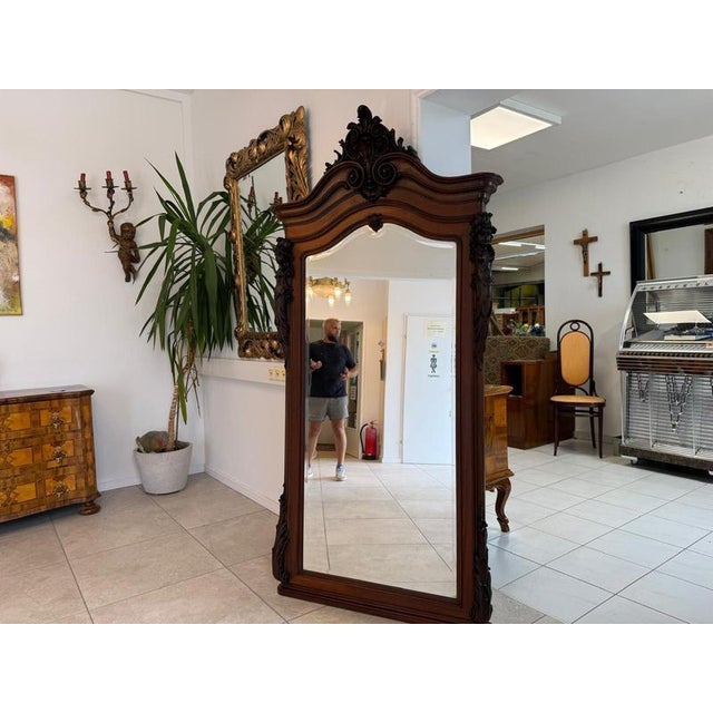 Elegant Gründerzeit wall mirror. Dimensions: Height x Width x Depth 197 x 116 x 17 cm. For sale is a very beautiful,...