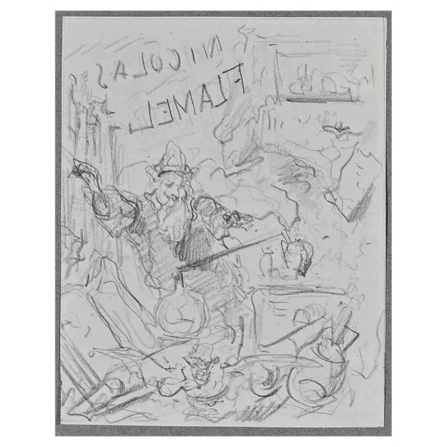 Celestine Nanteuil, Nicolas Flamel, Drawing, 1850s For Sale