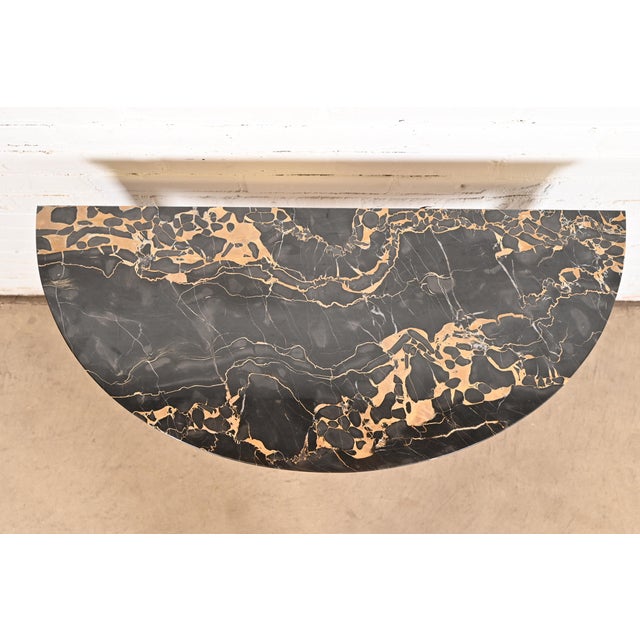 Wood Empire Marble Top Demilune Console Table With Mounted Ormolu by Fine Arts Furniture Co. For Sale - Image 7 of 12