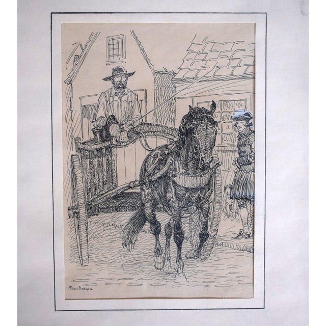 Mid 20th Century Mid 20th Century Paul Brown Pen & Ink Drawing of the Godolphin Mare For Sale - Image 5 of 8