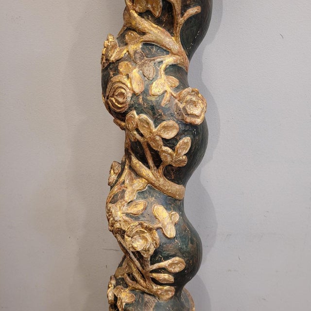 Spanish Artist, Solomon's Column, 18th Century, Gilded and Painted Wood For Sale - Image 4 of 18