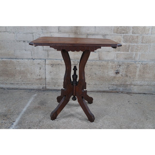 Antique Late Victorian Carved Walnut Parlor Side Table For Sale - Image 6 of 10