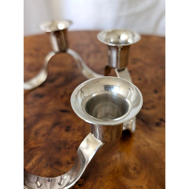 Silver Antique Georgian Silver Plated Circular Waveform Candleholder by Charles Wright For Sale - Image 8 of 10