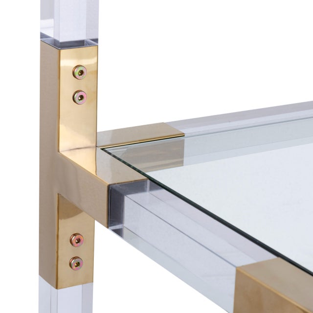 Pasargad Home Lucen Glass Console Table With Gold Accents & Acrylic Frame For Sale - Image 4 of 8