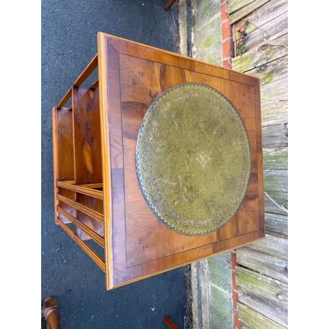 Vintage Edwardian Style Leather Top Yewwood Revolving Bookcase For Sale - Image 14 of 17