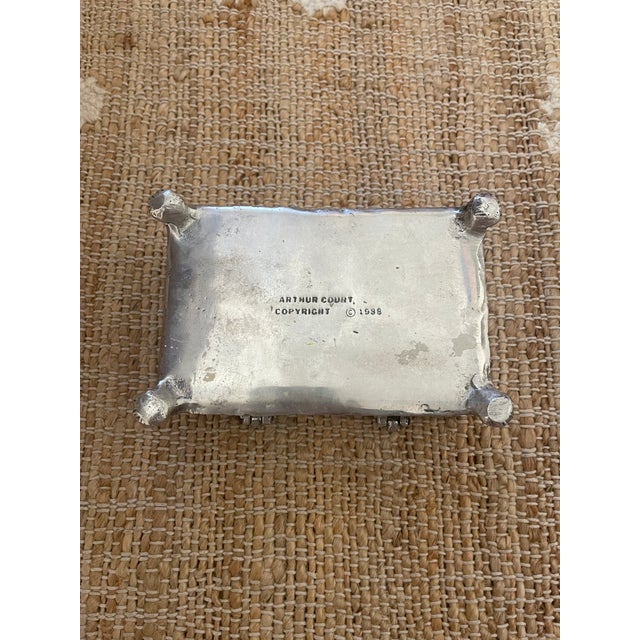 Metal Vintage Sliver Tone Wilderness Bear Arthur Court Trinket Jewelry Box For Sale - Image 7 of 11